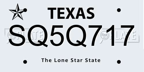 SQ5Q717 Texas License Plate