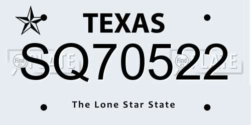 SQ70522 Texas License Plate