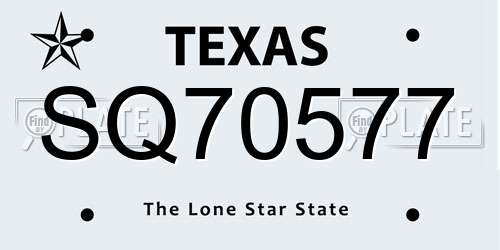 SQ70577 Texas License Plate