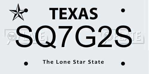 SQ7G2S Texas License Plate