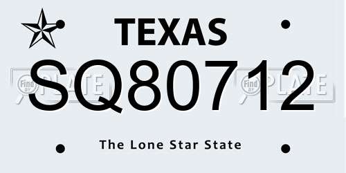 SQ80712 Texas License Plate