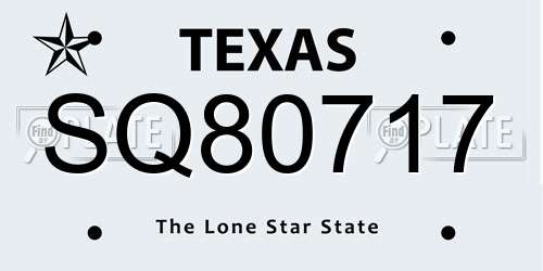 SQ80717 Texas License Plate