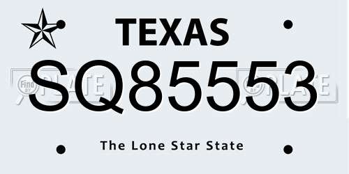 SQ85553 Texas License Plate