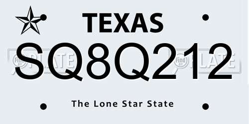 SQ8Q212 Texas License Plate