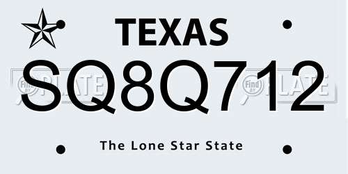 SQ8Q712 Texas License Plate