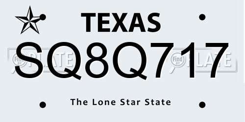 SQ8Q717 Texas License Plate