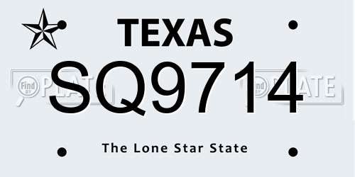 SQ9714 Texas License Plate