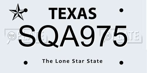 SQA975 Texas License Plate
