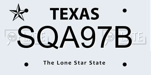 SQA97B Texas License Plate