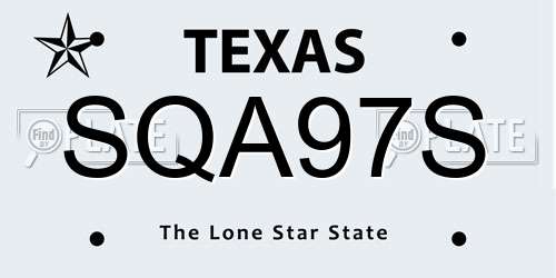 SQA97S Texas License Plate