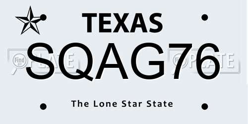 SQAG76 Texas License Plate
