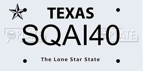 SQAI40 Texas License Plate