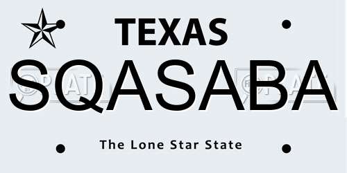 SQASABA Texas License Plate