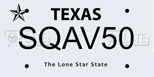 SQAV50 Texas License Plate
