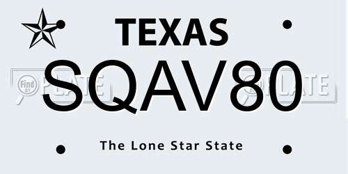 SQAV80 Texas License Plate