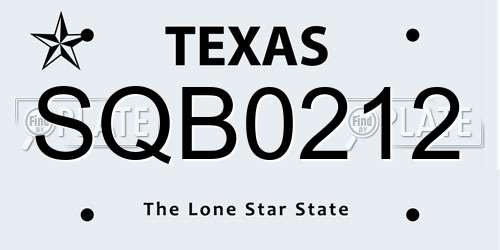 SQB0212 Texas License Plate