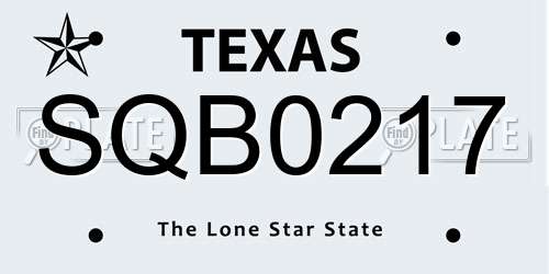 SQB0217 Texas License Plate