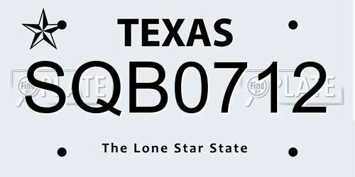 SQB0712 Texas License Plate