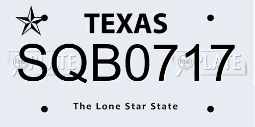 SQB0717 Texas License Plate