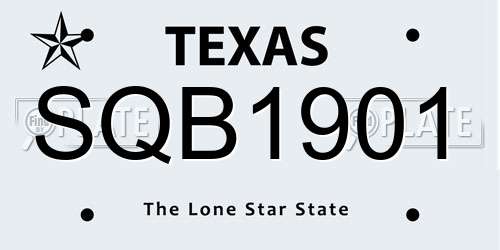 SQB1901 Texas License Plate