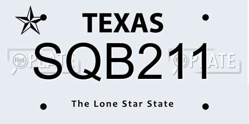 SQB211 Texas License Plate