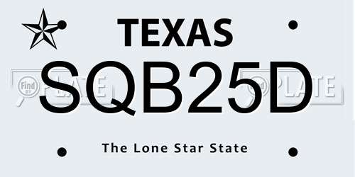 SQB25D Texas License Plate