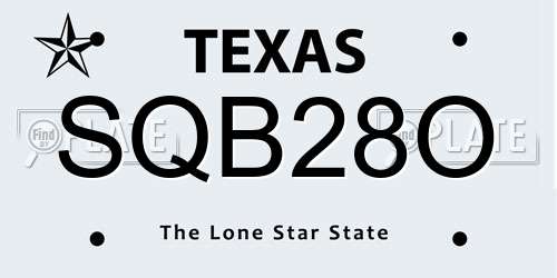 SQB28O Texas License Plate