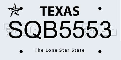 SQB5553 Texas License Plate