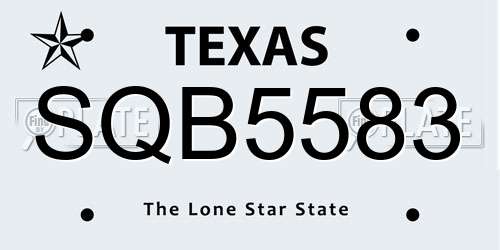 SQB5583 Texas License Plate