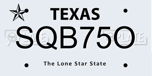 SQB75O Texas License Plate