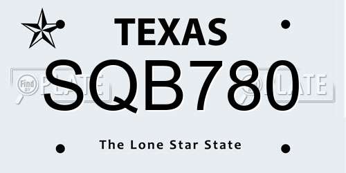 SQB780 Texas License Plate