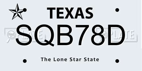 SQB78D Texas License Plate