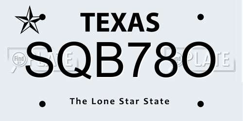 SQB78O Texas License Plate