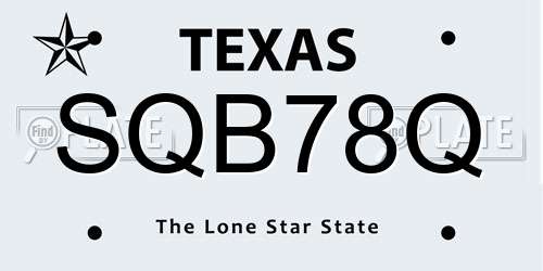 SQB78Q Texas License Plate