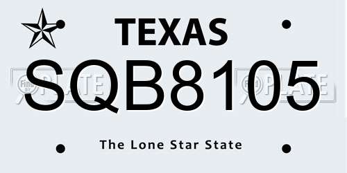 SQB8105 Texas License Plate