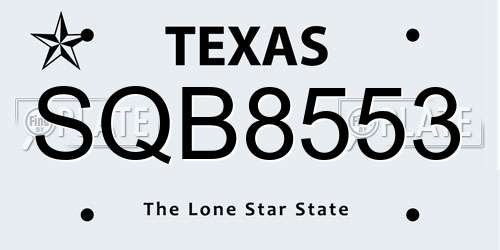 SQB8553 Texas License Plate
