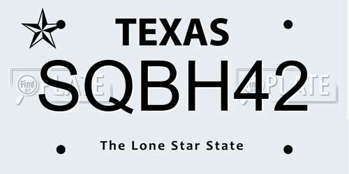 SQBH42 Texas License Plate