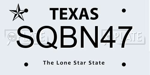 SQBN47 Texas License Plate