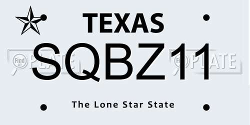 SQBZ11 Texas License Plate