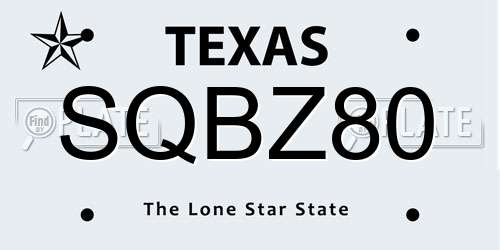 SQBZ80 Texas License Plate