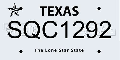 SQC1292 Texas License Plate