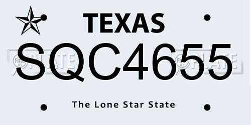 SQC4655 Texas License Plate