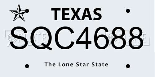 SQC4688 Texas License Plate