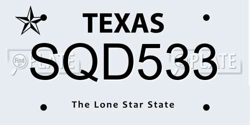 SQD533 Texas License Plate