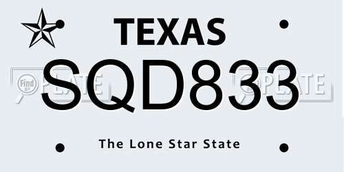 SQD833 Texas License Plate