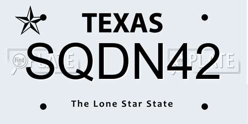 SQDN42 Texas License Plate
