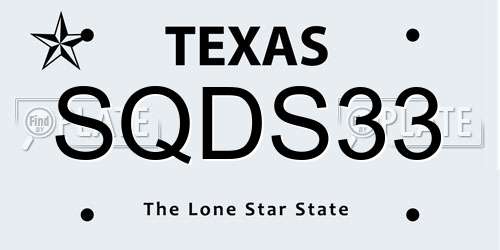 SQDS33 Texas License Plate