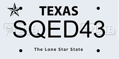 SQED43 Texas License Plate