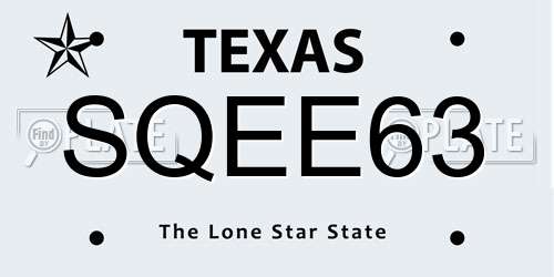 SQEE63 Texas License Plate