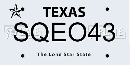 SQEO43 Texas License Plate